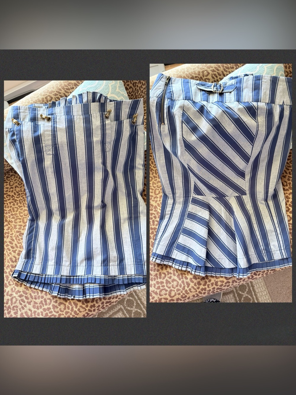 RARE L.A.M.B. Spring 2006 Suit Two-Tone Wide Blue Striped with Bows -12 - Picture 10 of 16